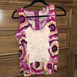 Multicolored ruffle peplum top